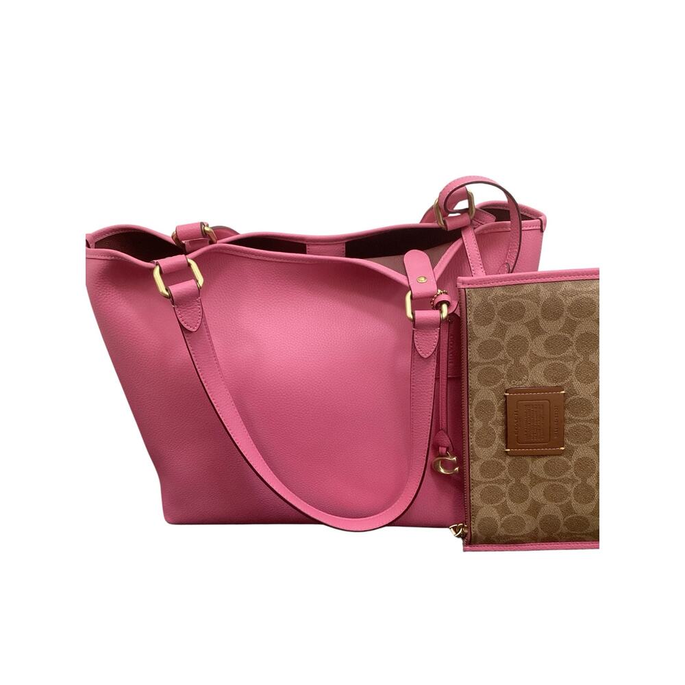 NWT Coach Tote Women’s 1 Size Large Pebbled Leather Day Tote With Pouchette Pink